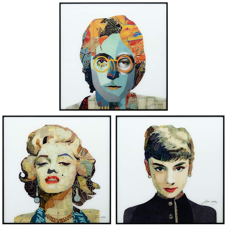 Image 2 Marilyn, John and Audrey 24" Square 3-Piece Wall Art Set