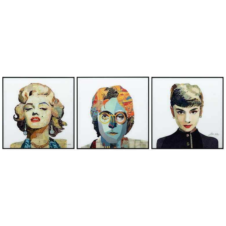 Image 3 Marilyn, John and Audrey 24 inch Square 3-Piece Wall Art Set more views