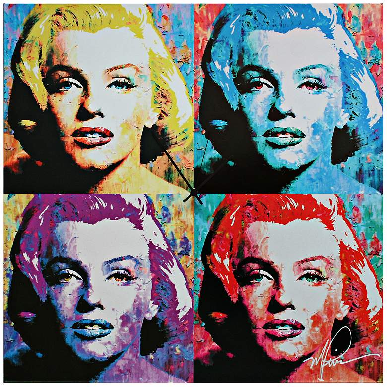 Image 1 Marilyn Monroe Pop 22" Square Metal Wall Art Clock