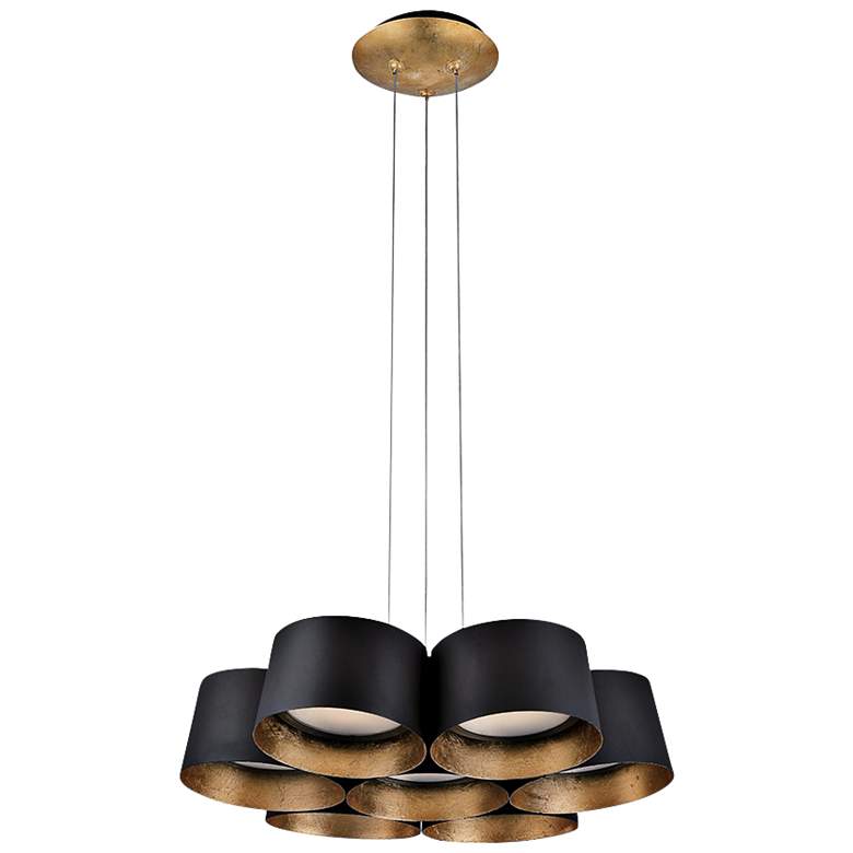 Image 2 Marimba 17 3/4"W Black and Gold Leaf 7-Light LED Pendant