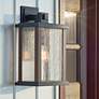 1_Marimount 17" High Black and Seeded Glass Outdoor Wall Light