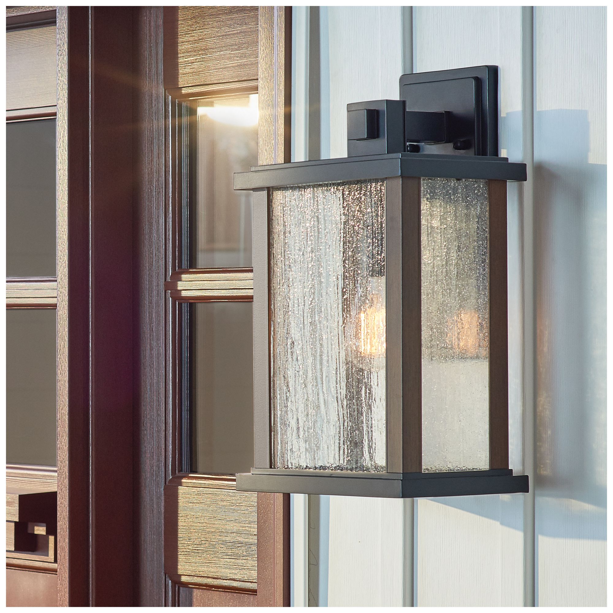 Marimount 17" High Black and Seeded Glass Outdoor Wall Light