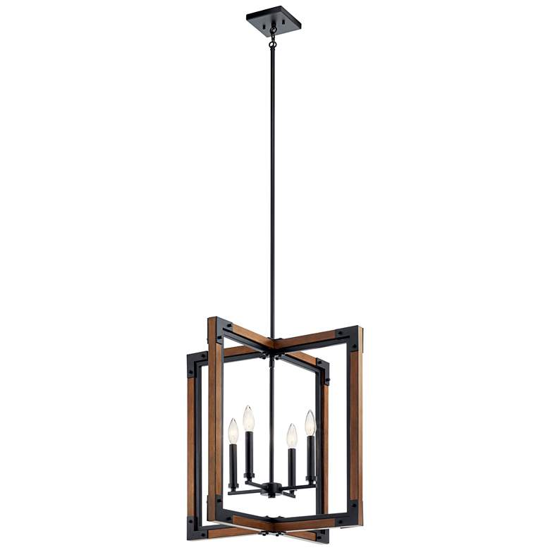 Image 2 Marimount 21 3/4 inch Wide Auburn Stained 4-Light Foyer Pendant