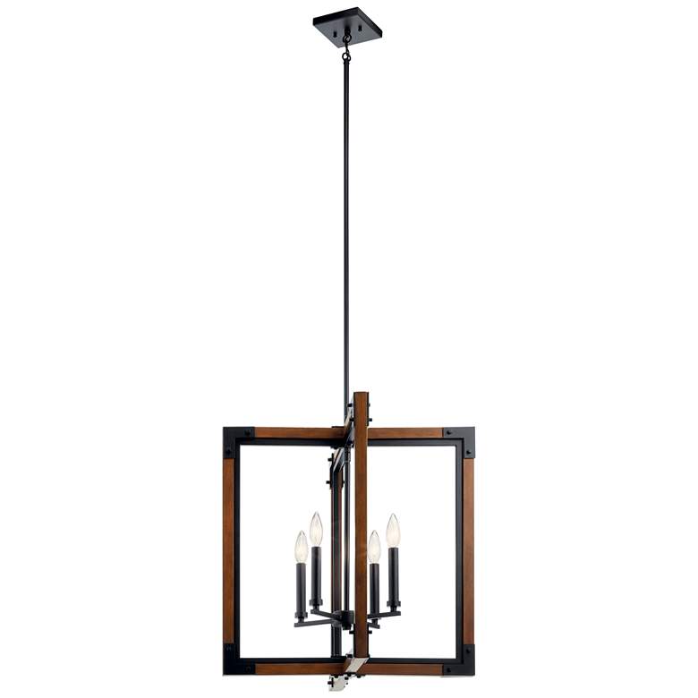 Image 4 Marimount 21 3/4 inch Wide Auburn Stained 4-Light Foyer Pendant more views