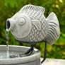 Marin 13" High Gray Cement Solar Fish Outdoor Water Fountain