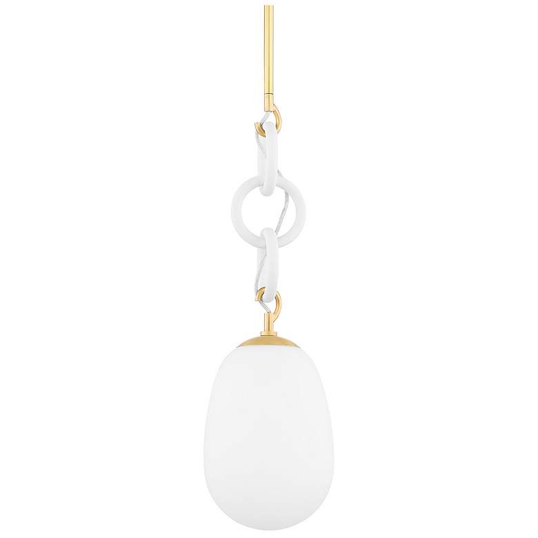 Image 1 Marina 1 Light Pendant Aged Brass/Textured White Combo