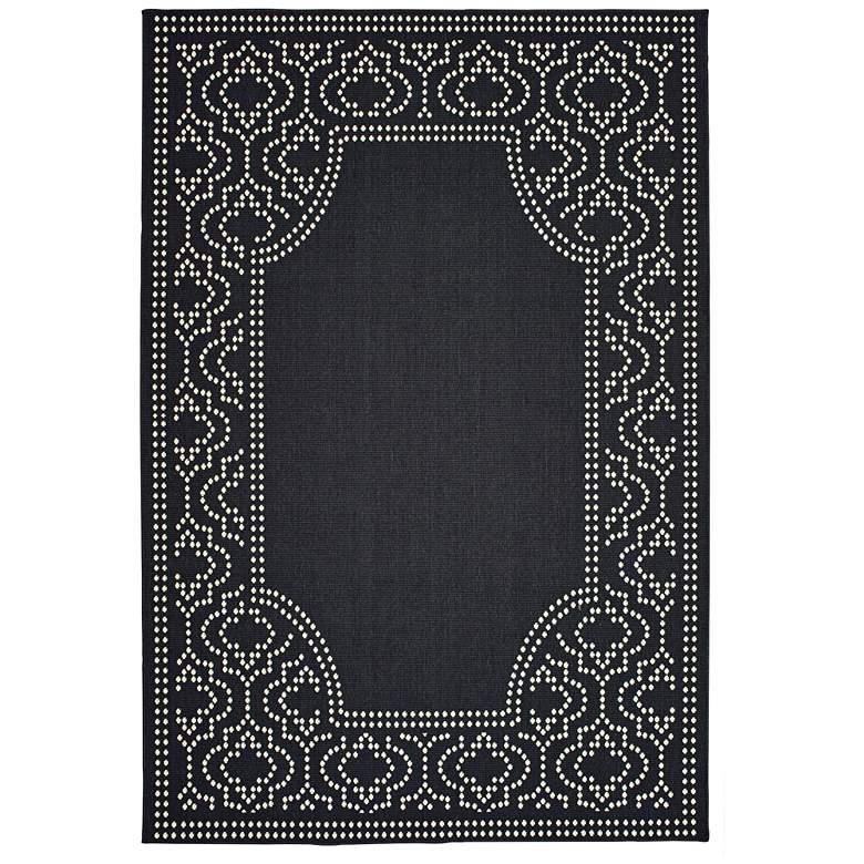 Image 2 Marina 1247K 5'3"x7'6" Black and Ivory Outdoor Area Rug