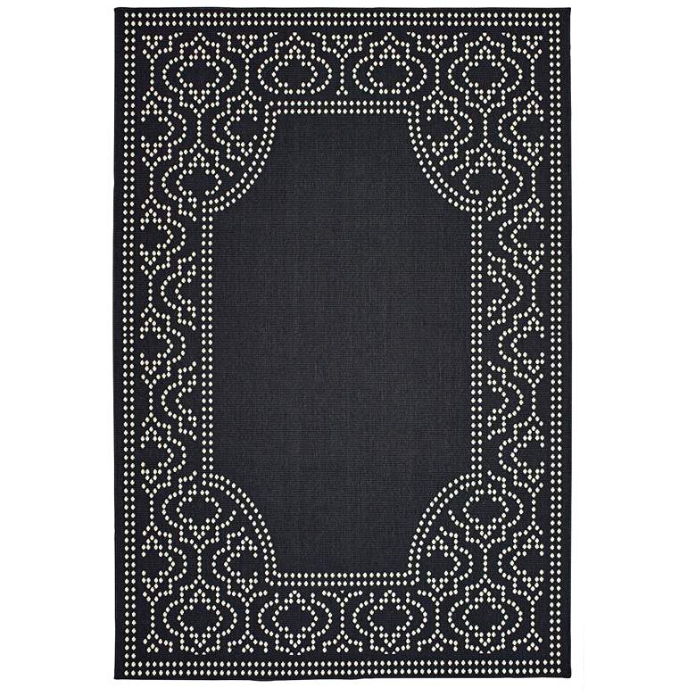 Image 2 Marina 1247K 5&#39;3 inchx7&#39;6 inch Black and Ivory Outdoor Area Rug