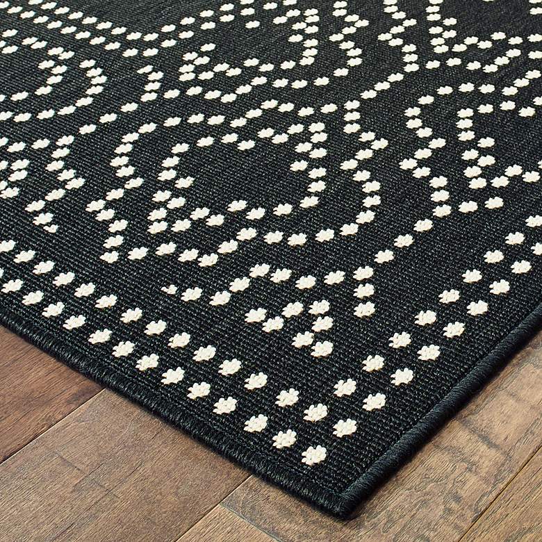 Image 3 Marina 1247K 5'3"x7'6" Black and Ivory Outdoor Area Rug more views
