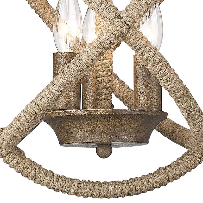 Image 2 Marina 13 inch Wide Burnished Chestnut and Hemp 3-Light Coastal Chandelier more views