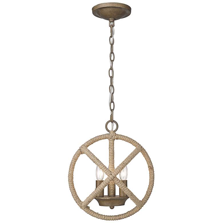 Image 3 Marina 13" Wide Burnished Chestnut and Hemp 3-Light Coastal Chandelier more views