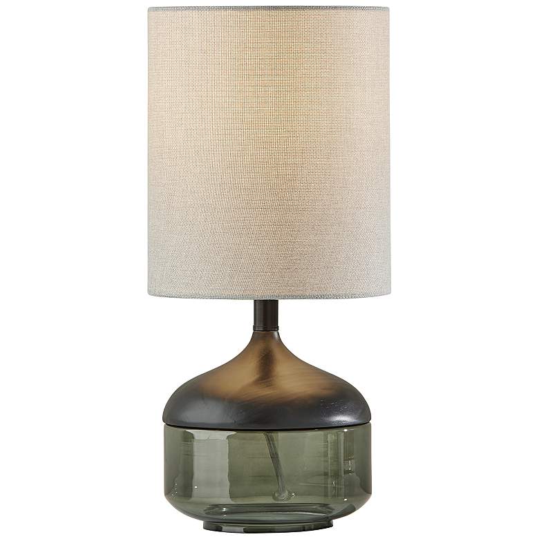 Image 1 Marina 16 1/4" High Black Rubberwood and Smoked Glass Table Lamp