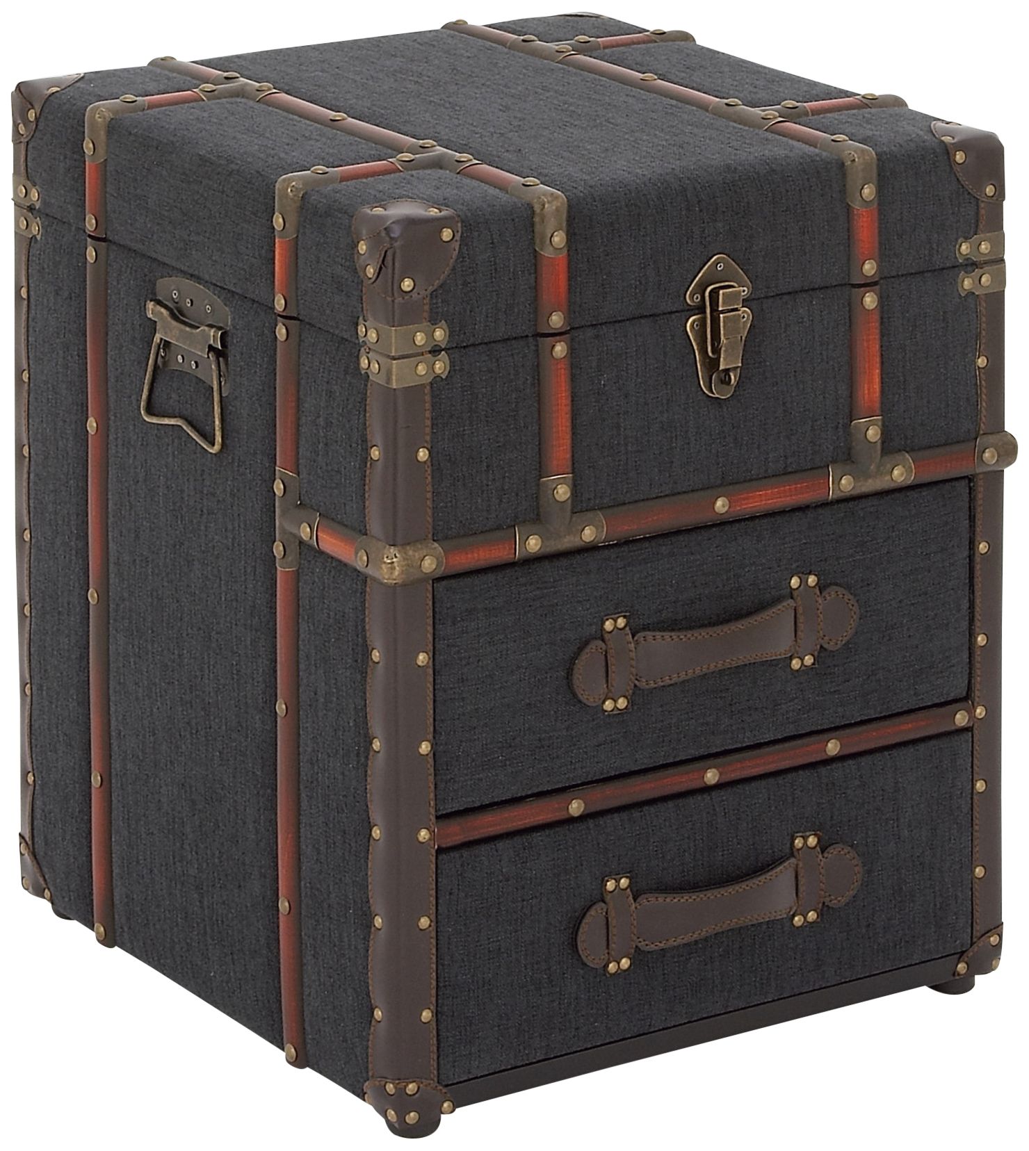 Marina 18" Wide Dark Blue Linen 2-Drawer Storage Cabinet
