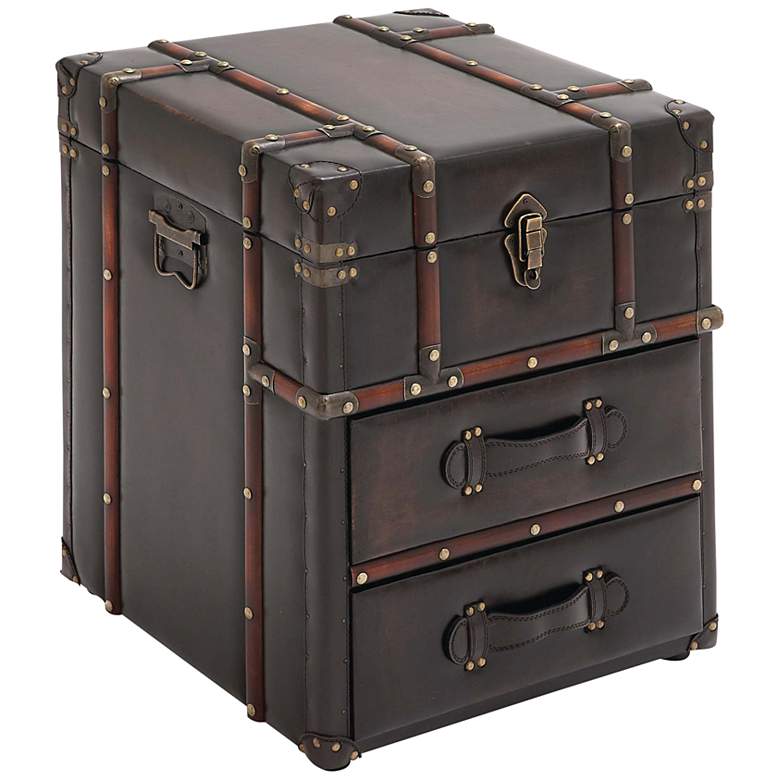 Image 2 Marina 18" Wide Dark Brown Wood 2-Drawer Storage Cabinet