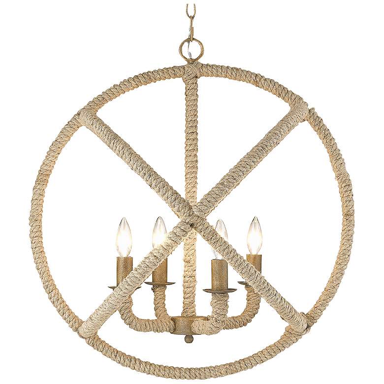 Image 3 Marina 23" Wide Burnished Chestnut and Hemp 4-Light Coastal Chandelier