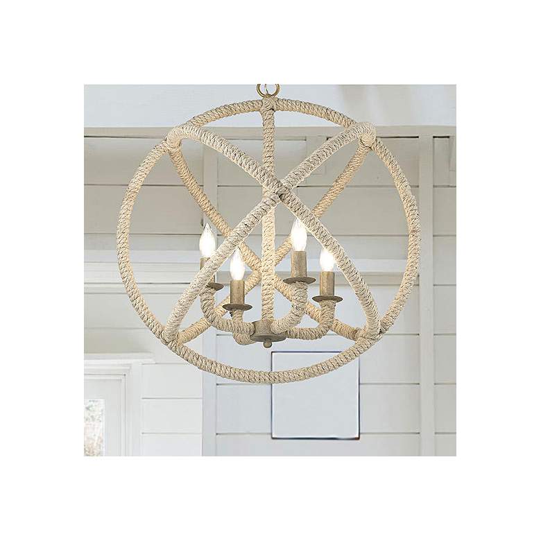 Image 1 Marina 23 inch Wide Burnished Chestnut and Hemp 4-Light Coastal Chandelier