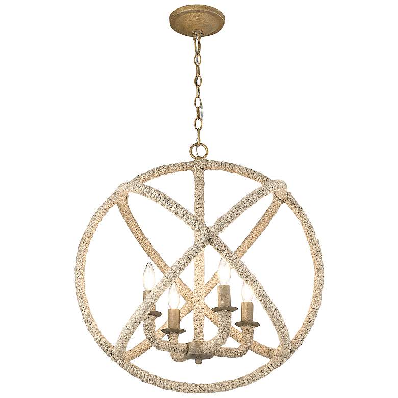 Image 5 Marina 23" Wide Burnished Chestnut and Hemp 4-Light Coastal Chandelier more views