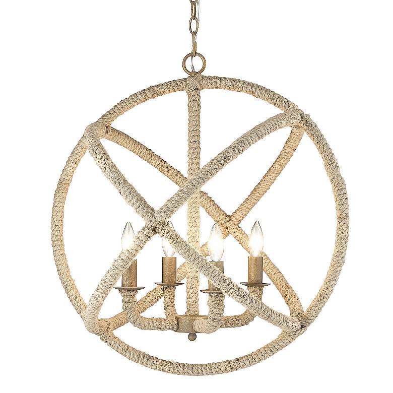Image 6 Marina 23" Wide Burnished Chestnut and Hemp 4-Light Coastal Chandelier more views