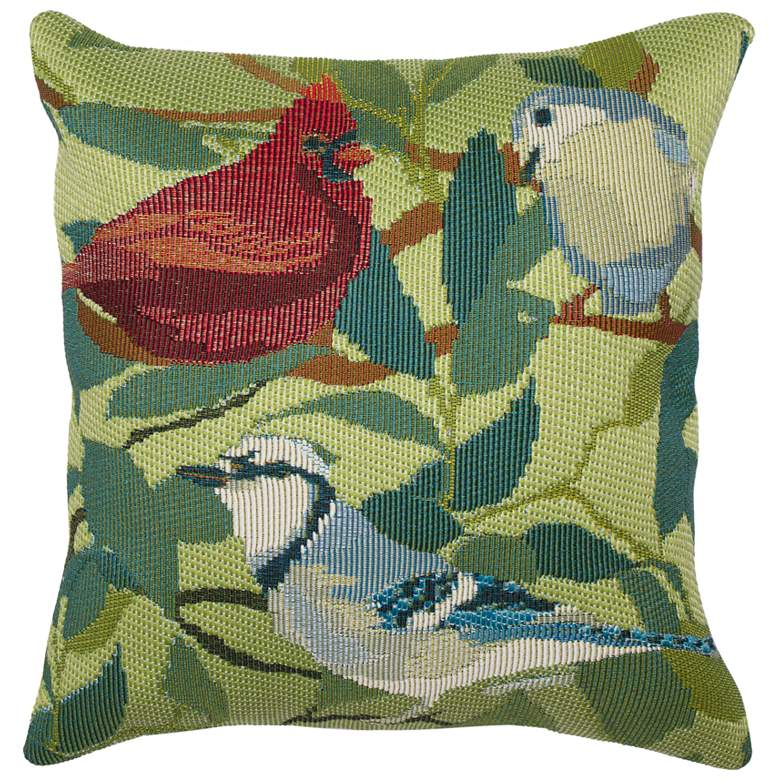 Image 1 Marina 3 Birds Of A Feather Pillow Green