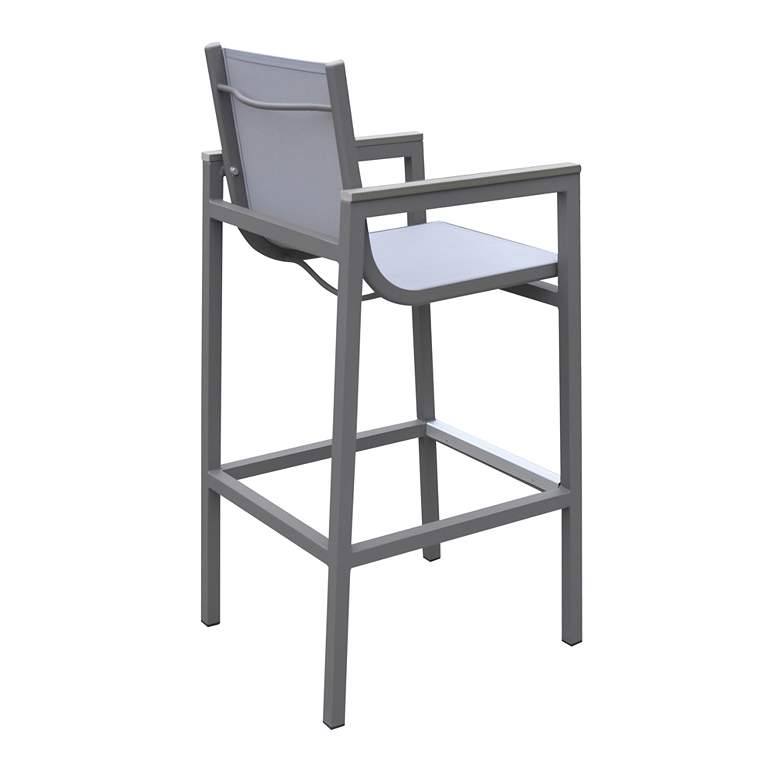 Image 3 Marina 31" Gray Powder-Coated Outdoor Bar Stool more views
