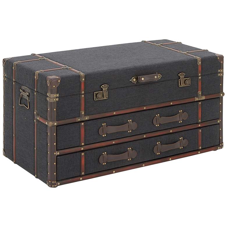 Image 2 Marina 40" Wide Dark Navy Blue 2-Drawer Coffee Table