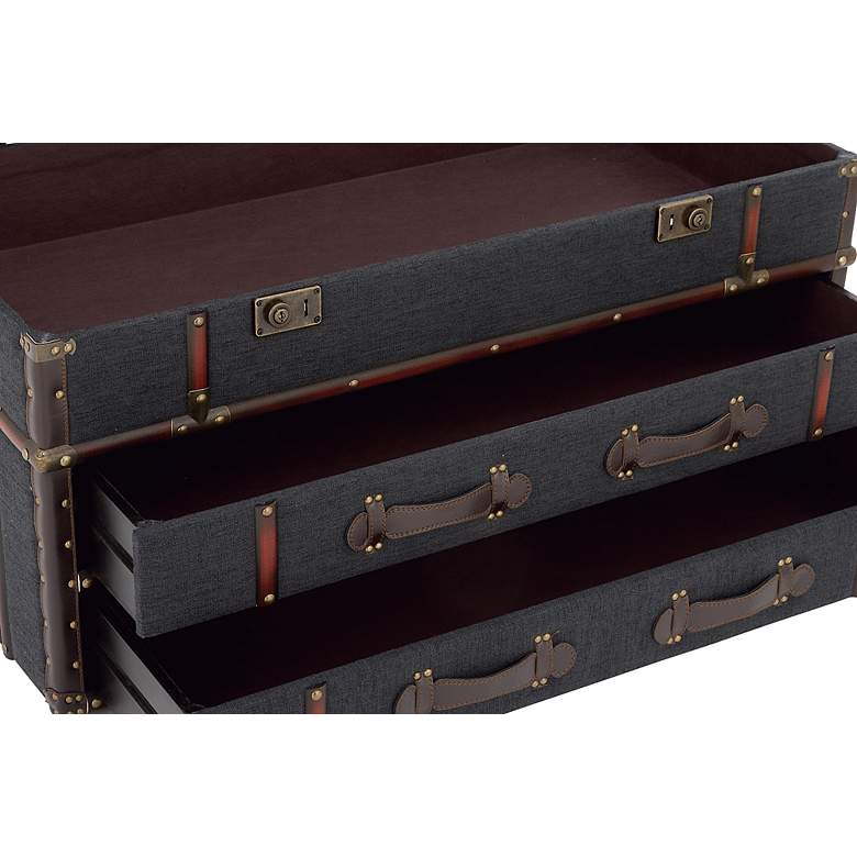 Image 3 Marina 40" Wide Dark Navy Blue 2-Drawer Coffee Table more views