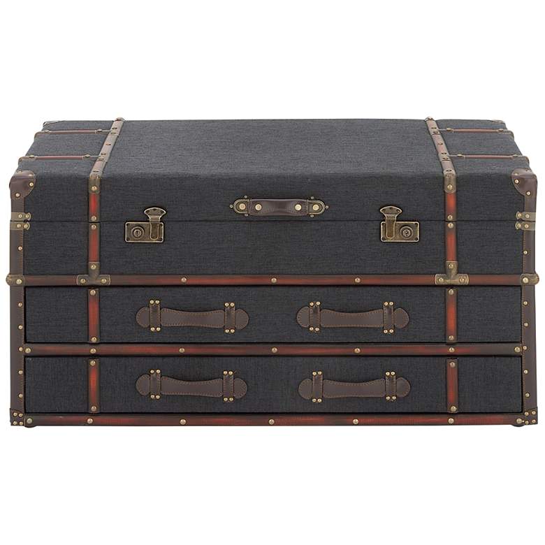 Image 4 Marina 40" Wide Dark Navy Blue 2-Drawer Coffee Table more views