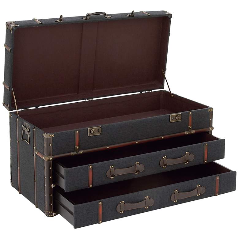 Image 5 Marina 40" Wide Dark Navy Blue 2-Drawer Coffee Table more views
