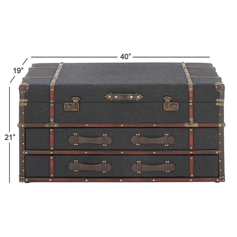 Image 6 Marina 40" Wide Dark Navy Blue 2-Drawer Coffee Table more views