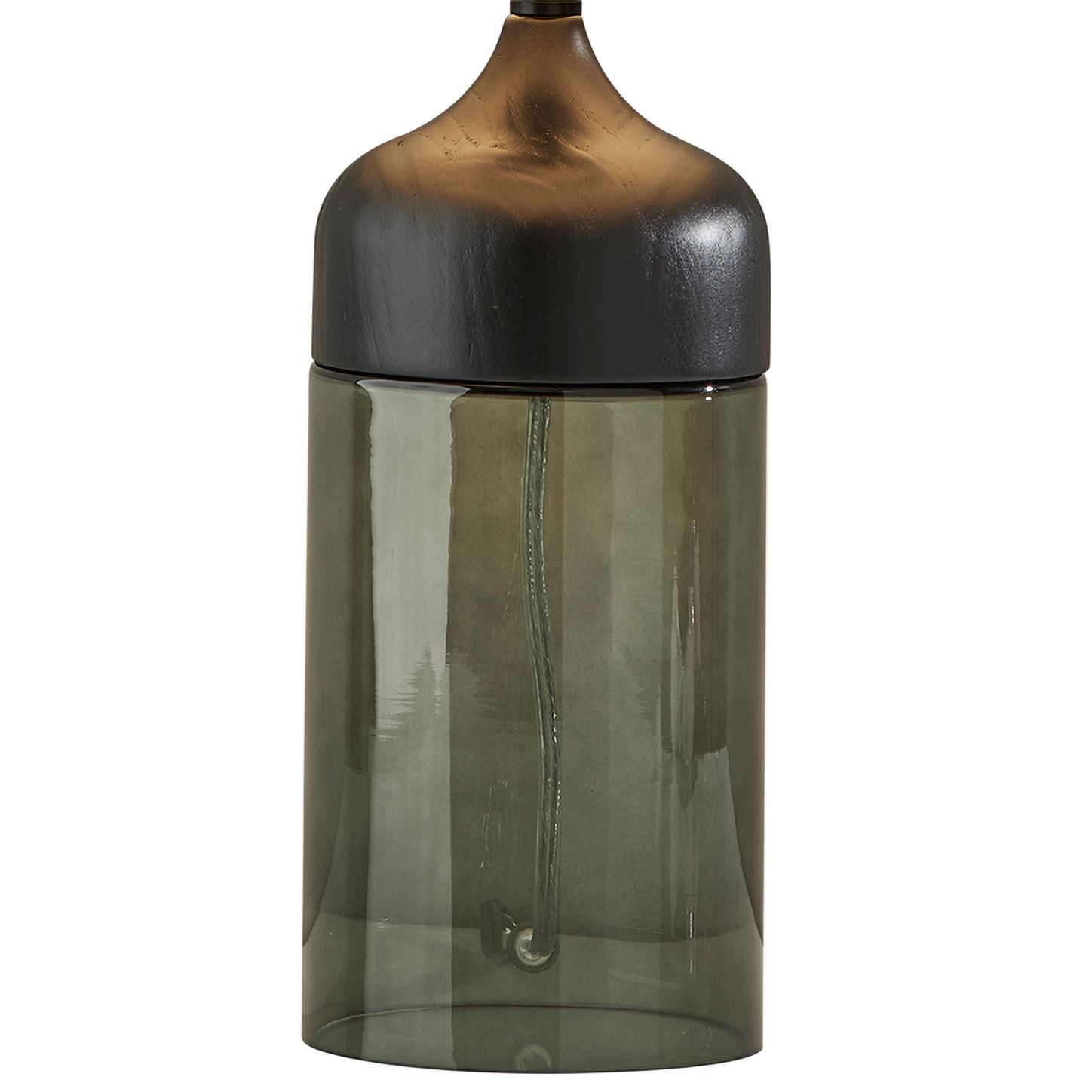 Image 3 Marina Black Rubberwood and Smoked Glass Tall Table Lamp more views