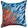 Marina Blue and Orange Coral 18" Square Throw Pillow