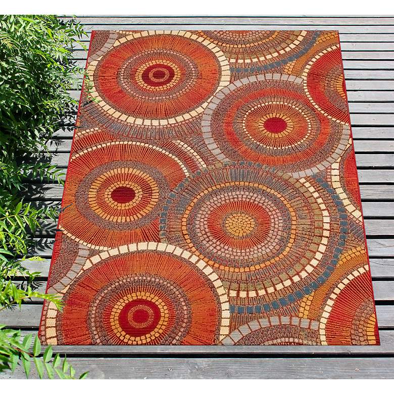 Image 1 Marina Circles 803517 4'10"x7'6" Saffron Outdoor Area Rug