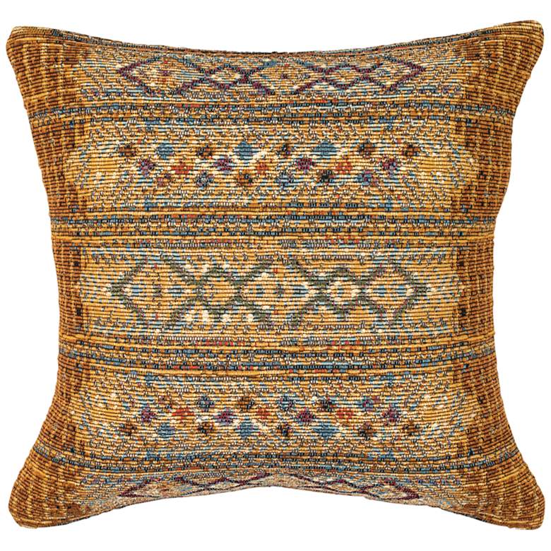 Image 1 Marina Gold Tribal Stripe 18" Square Indoor-Outdoor Pillow