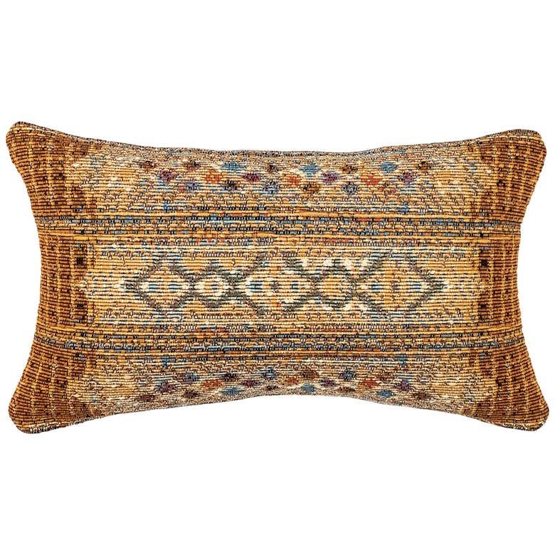 Image 1 Marina Gold Tribal Stripe 18 inch x 12 inch Indoor-Outdoor Pillow