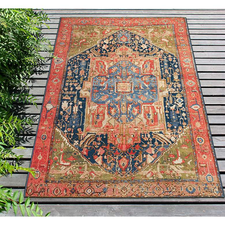 Image 1 Marina Heriz 808624 4&#39;10 inchx7&#39;6 inch Orange Outdoor Area Rug