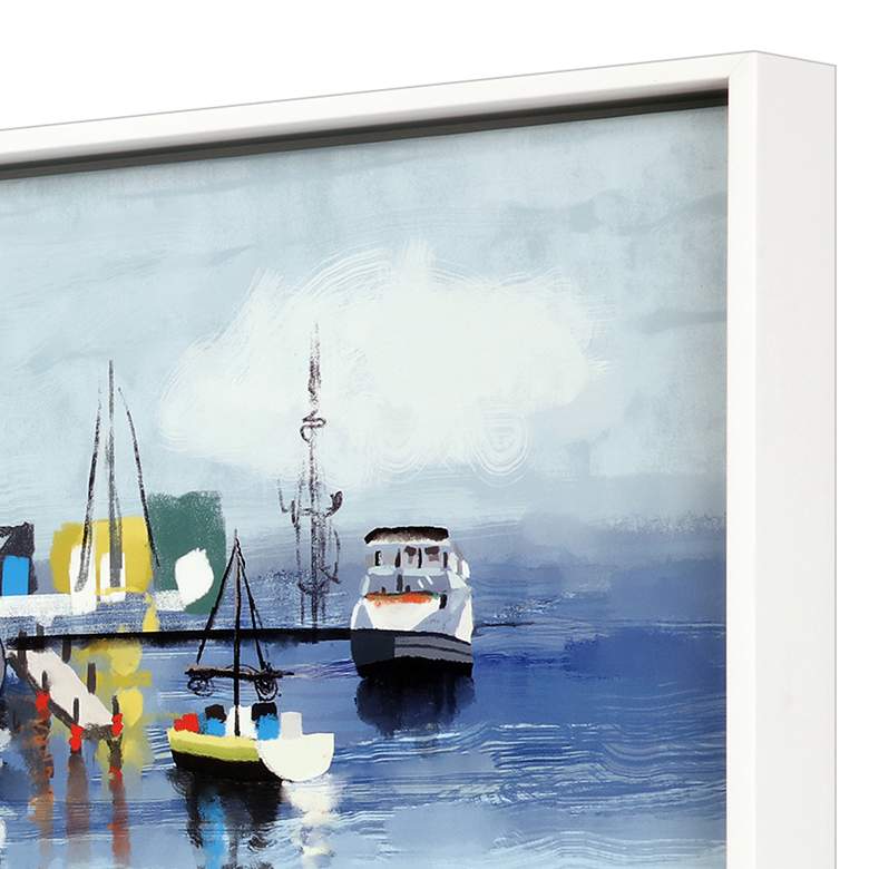 Image 3 Marina in the Fog 50" Wide Giclee Framed Canvas Wall Art more views