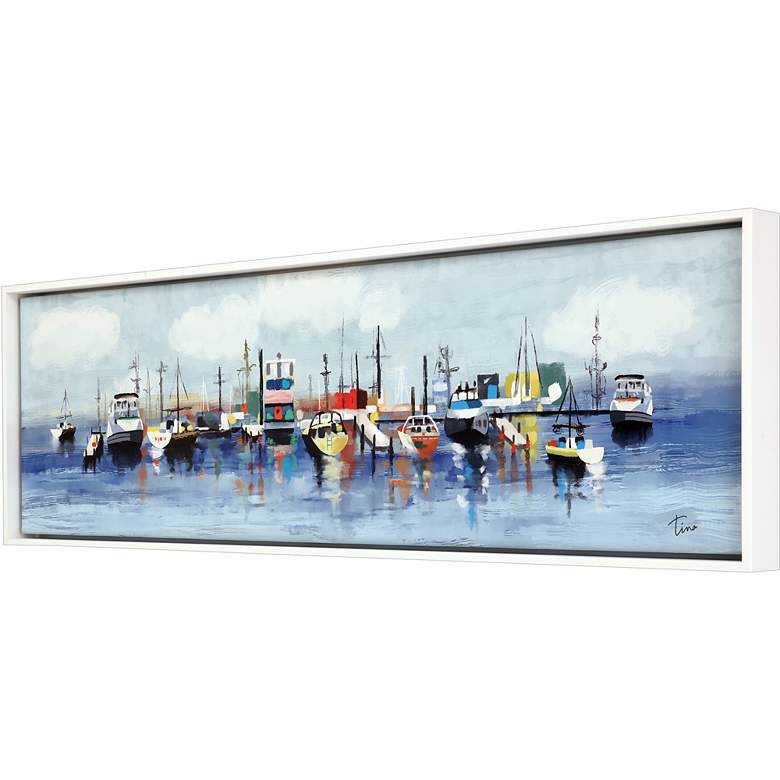 Image 4 Marina in the Fog 50" Wide Giclee Framed Canvas Wall Art more views