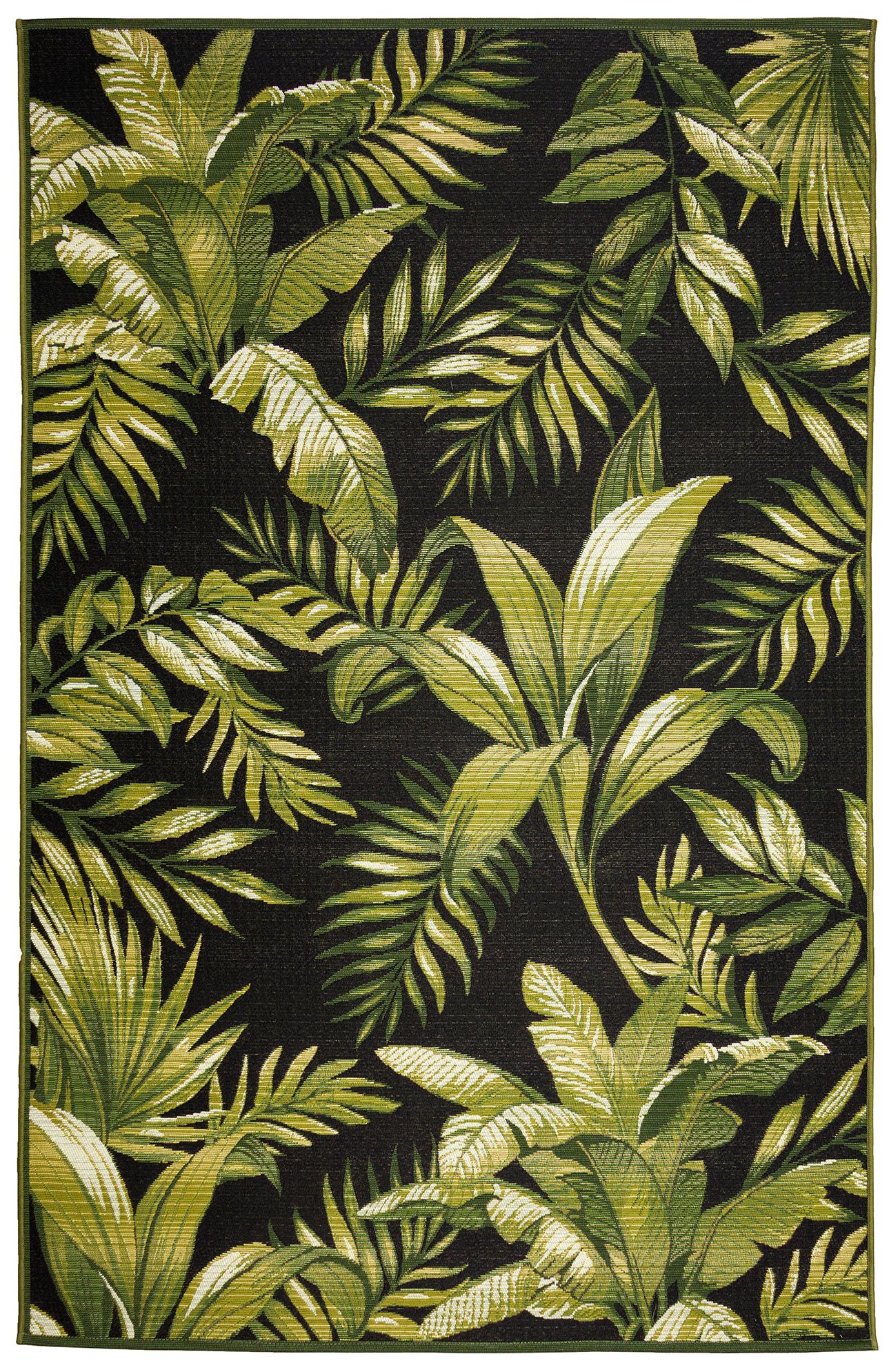 Thumbnail1 of Marina Jungle Leaves 811548 7'10"x9'10" Black Area Rug