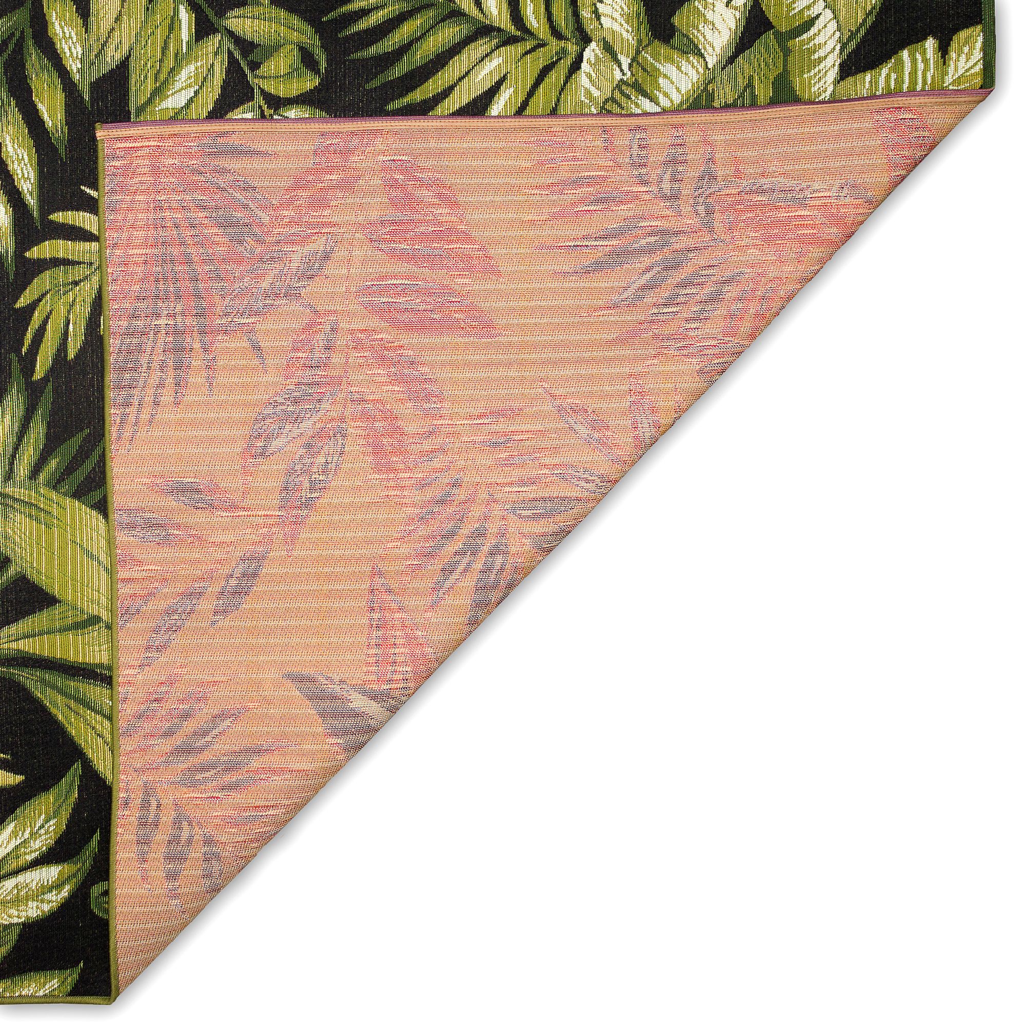 Thumbnail2 of Marina Jungle Leaves 811548 7'10"x9'10" Black Area Rug more views