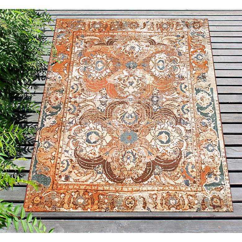 Image 1 Marina Kashan 804409 4'10"x7'6" Amber Outdoor Area Rug