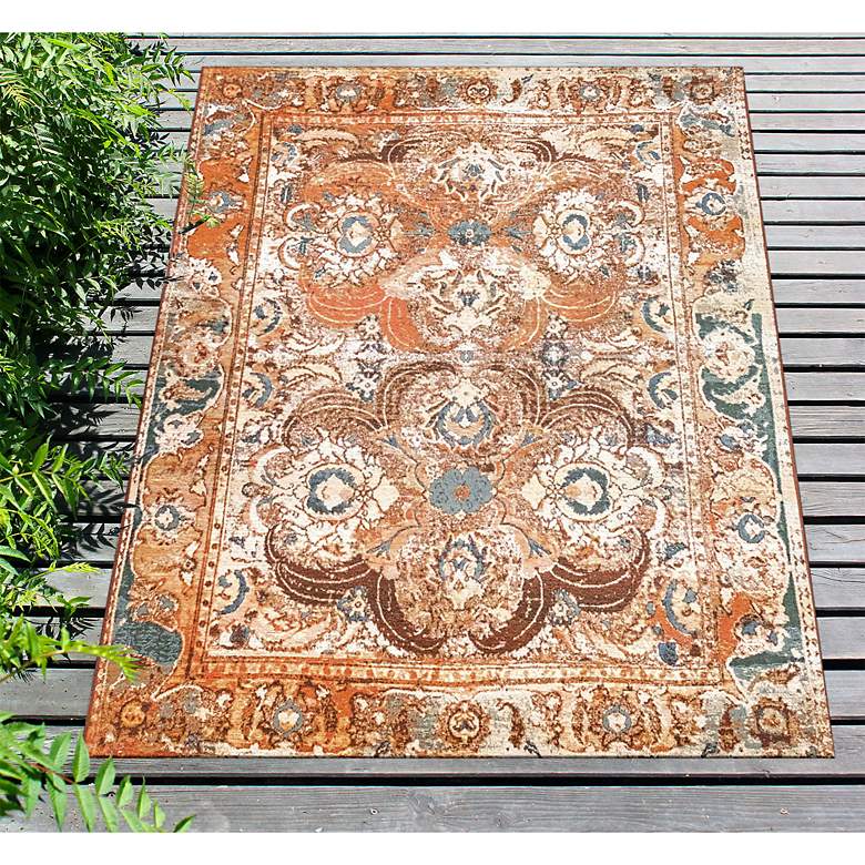 Image 1 Marina Kashan 804409 4&#39;10 inchx7&#39;6 inch Amber Outdoor Area Rug