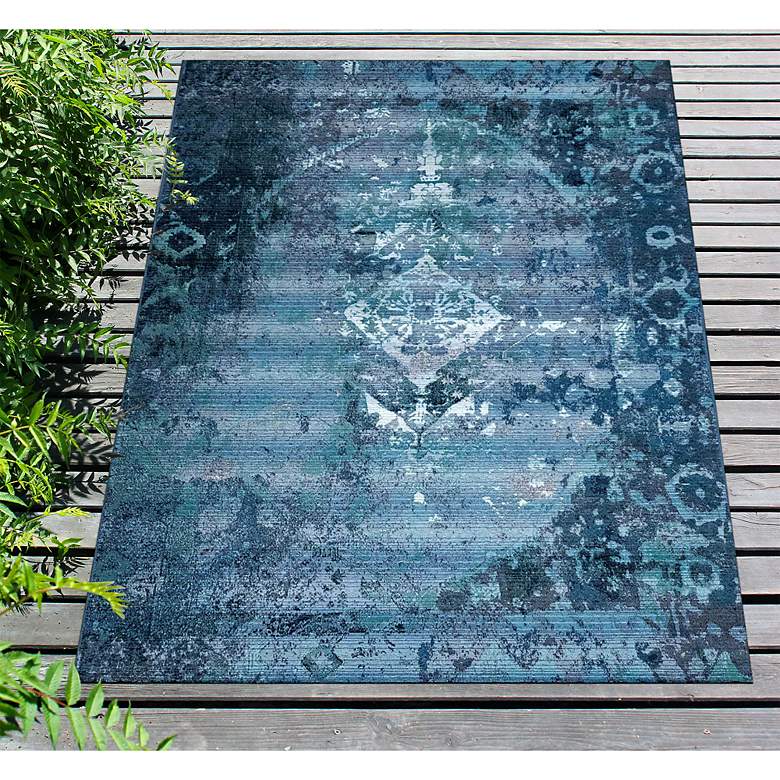 Image 1 Marina Kermin 804303 4'10"x7'6" Blue Outdoor Area Rug