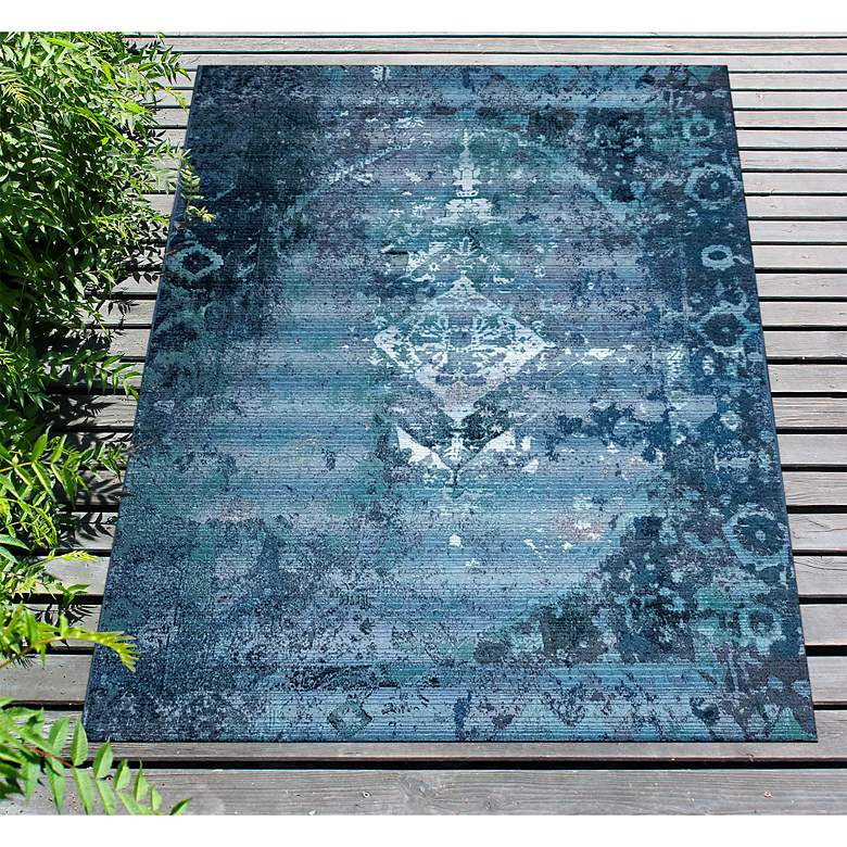 Image 1 Marina Kermin 804303 4&#39;10 inchx7&#39;6 inch Blue Outdoor Area Rug