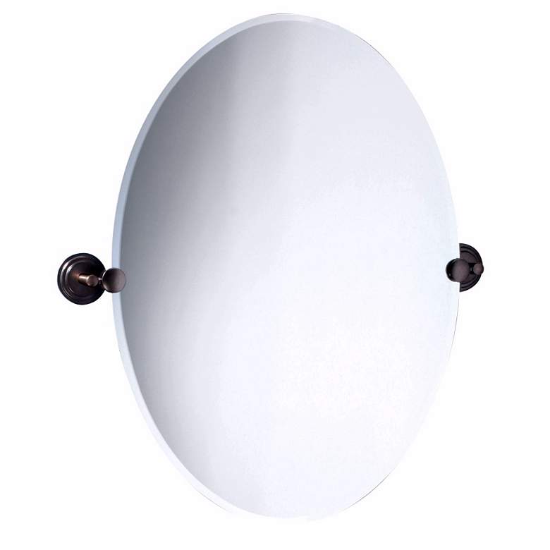 Image 1 Marina Oiled Bronze 24" x 26 1/2" Oval Tilt Wall Mirror