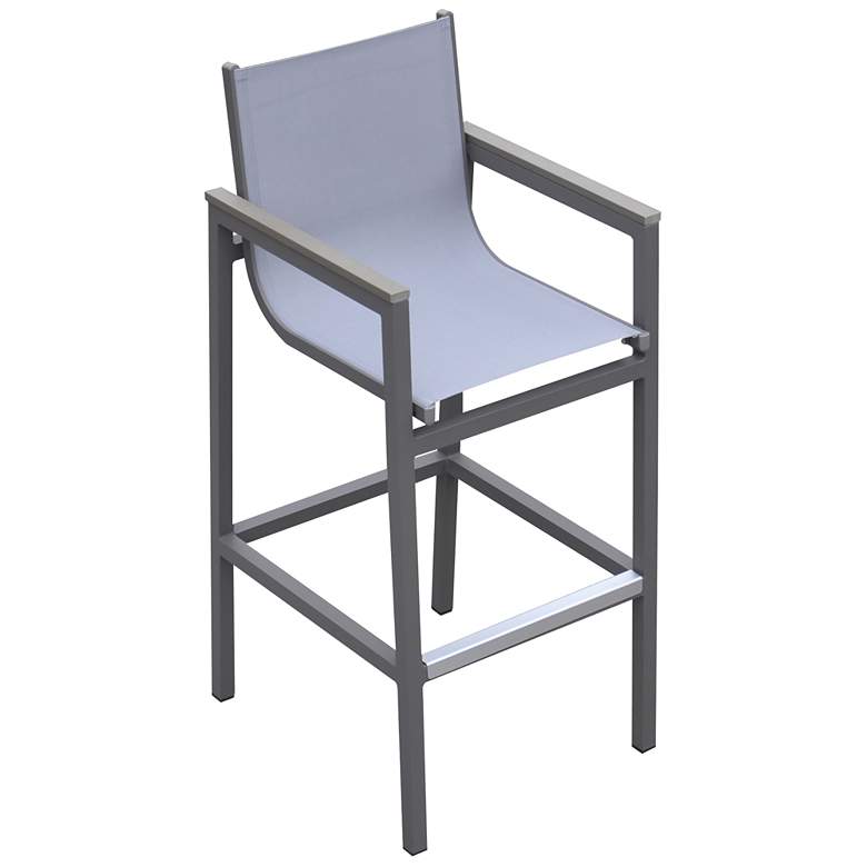 Image 1 Marina Outdoor Barstool in Powder Coated Finish with Sling and Accent Arms