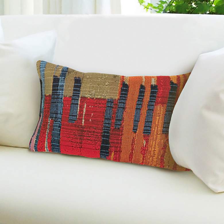Image 1 Marina Paintbox Multi-Color 12"x18" Indoor-Outdoor Pillow