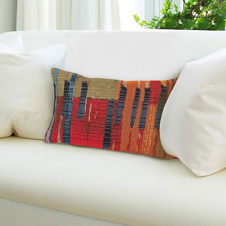 Image 5 Marina Paintbox Multi-Color 12"x18" Indoor-Outdoor Pillow more views