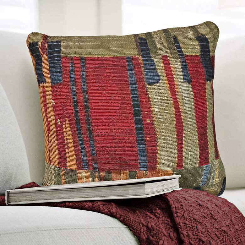 Image 1 Marina Paintbox Multi-Color 18" Square Indoor-Outdoor Pillow