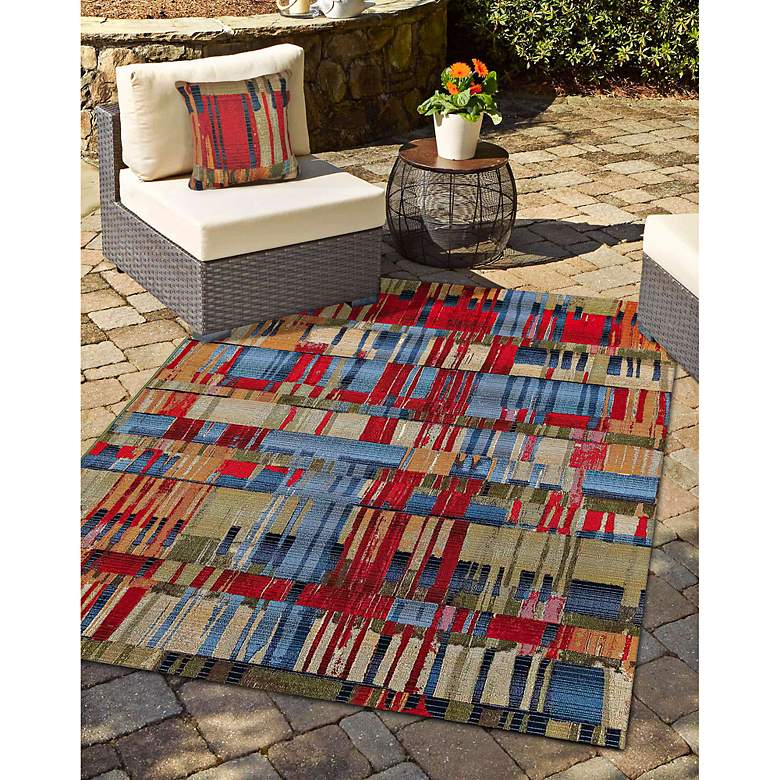 Image 5 Marina Paintbox Multi-Color 18" Square Indoor-Outdoor Pillow more views