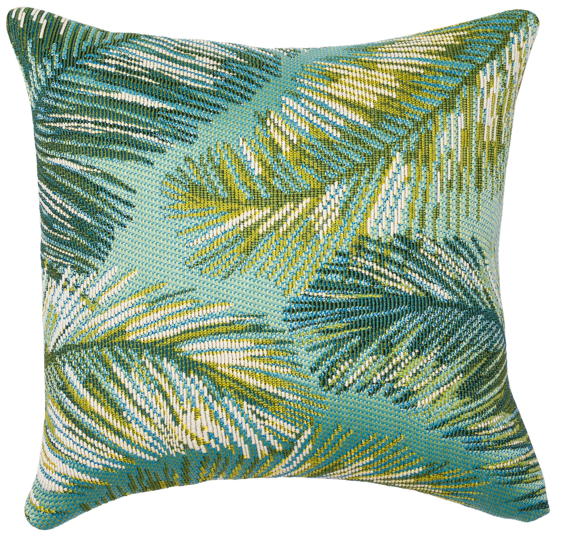 Image 3 Marina Palm Border Leaf 18" Square Indoor-Outdoor Pillow more views